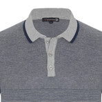 Ombre Striped Short Sleeve Polo Shirt // Gray + Indigo (2XL)