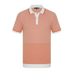 Ombre Striped Short Sleeve Polo Shirt // Ecru + Orange (3XL)
