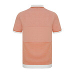 Ombre Striped Short Sleeve Polo Shirt // Ecru + Orange (S)