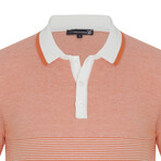 Ombre Striped Short Sleeve Polo Shirt // Ecru + Orange (3XL)