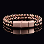 Matte Finish Stainless Steel Double Row Box Chain Bracelet // Rose Gold