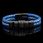 Stainless Steel Accents Braided Leather Bracelet // 12mm