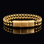 Matte Finish Gold Plated Stainless Steel Double Box Chain Bracelet // 11mm