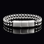 Matte Finish Stainless Steel Double Row Box Chain Bracelet // Silver