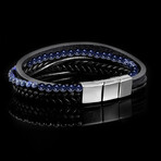 Lapis Lazuli Stone + Leather Bracelet // 16mm