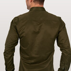 Dobby Slim Fit Shirt // Olive Green (Small)