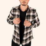 Checkered Winter Lumberjack Shirt // Brown + White (Small)