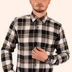 Checkered Winter Lumberjack Shirt // Brown + White (Small)