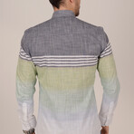 Paneled Slim Fit Shirt // Gray + Green (Small)