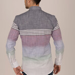 Paneled Slim Fit Shirt // Gray + Cherry (Small)