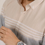 Paneled Slim Fit Shirt // Beige + Gray (Small)