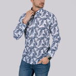 Palm Patterned Slim Fit Shirt // White (Small)