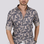 Palm Patterned Slim Fit Shirt // Beige (Small)
