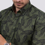 Palm Patterned Slim Fit Shirt // Green (Small)
