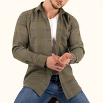 Striped Slim Fit Lumberjack Shirt // Khaki (Small)