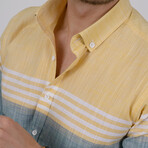 Paneled Slim Fit Shirt // Yellow + Green (Small)