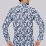 Palm Patterned Slim Fit Shirt // White (Small)