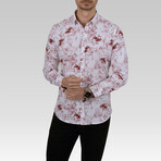Text Pattern Slim Fit Shirt // Red (Small)