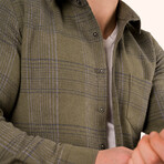 Striped Slim Fit Lumberjack Shirt // Khaki (Small)