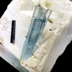 Aquamarine + Black Tourmaline on Matrix