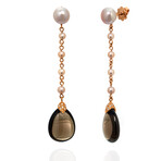 Elizabeth 18k Rose Gold Diamond + Quartz + Pearl Chandelier Earrings // Store Display