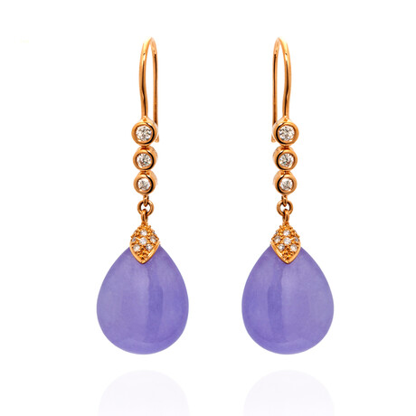 Elizabeth 18k Rose Gold Diamond + Jade Chandelier Earrings II // Store Display
