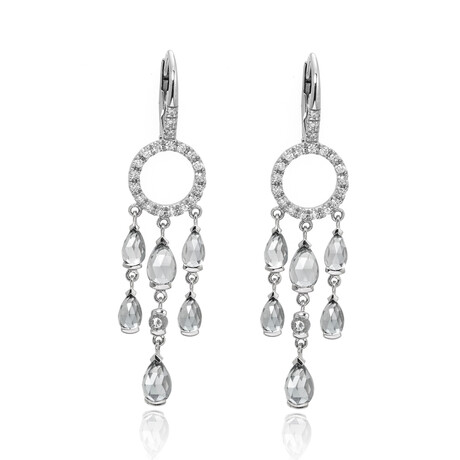 Angie 18k White Gold Diamond + Topaz Chandelier Earrings I // Store Display