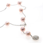 Ognibene 18k White Gold Diamond + Pearl Choker Necklace II // 15" // Store Display