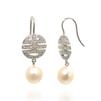 Ognibene 18k White Gold Diamond + Pearl Earrings // Store Display
