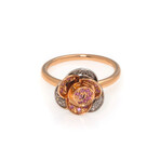 Rose 18k Rose Gold + 18k White Gold Diamond + Sapphire Ring // Store Display (Ring Size 6.75)