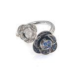 Rose 18k White Gold Diamond + Sapphire Ring // Ring Size 6.25 // Store Display