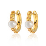 Nagai Sirenette 18k Yellow Gold + Pearl Hoop Earrings // Store Display