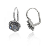 Rose 18k White Gold Diamond + Sapphire Earrings // Store Display