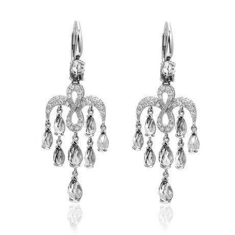 Angie 18k White Gold Diamond + Topaz Chandelier Earrings III // Store Display