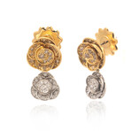 Rose 18k Yellow Gold + 18k White Gold Diamond Earrings // Store Display