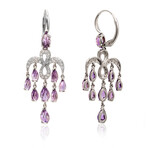 Angie 18k White Gold Diamond + Amethyst Chandelier Earrings IV // Store Display
