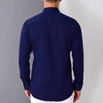 Front Pocket Button Up Shirt // Dark Blue (S)