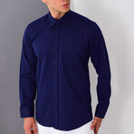 Front Pocket Button Up Shirt // Dark Blue (XL)