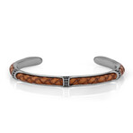 Brass + Leather Cuffed Bracelet // Silver + Brown