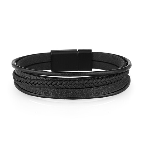 Layered Leather Bracelet // Black