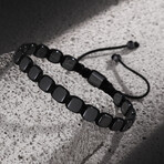 Hematite Stone Macrame Bracelet // Black