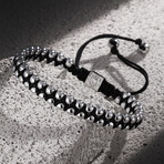 Macrame Bracelet // Silver + Black