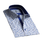 Short Sleeve Button Up Shirt // Blue + White Floral (2XL)