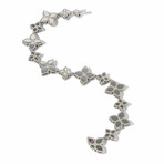 18k White Gold + Diamond Flower-Link Pave Bracelet // 7" // New