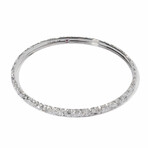 18k White Gold Etched Bangle Bracelet // 8" // New