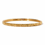 18k Yellow Gold Etched Bangle Bracelet // 8" // New