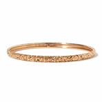 18k Rose Gold Etched Bangle Braceelt // 8" // New
