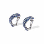 Ms. Peacock 18k White Gold + Sapphire Half-Hoop Earrings // New