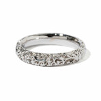 18k White Gold Etched Ring // Ring Size 6.75 // New