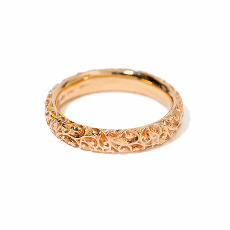 18k Yellow Gold Etched Ring // Ring Size 6.75 // New